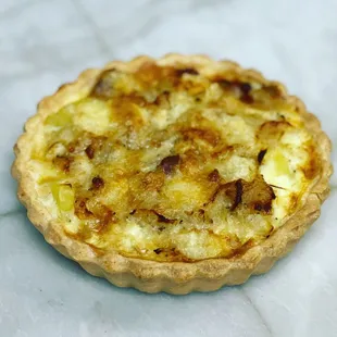 a quiche on a table