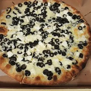 Large White Pizza + Feta Cheese &amp; Black Olives
