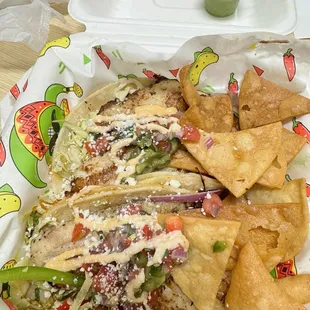2 Fish Tacos very generous portion