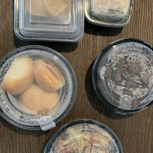 Items were neatly packed in reusable containers and stayed warm (though containers are microwave safe if necessary)