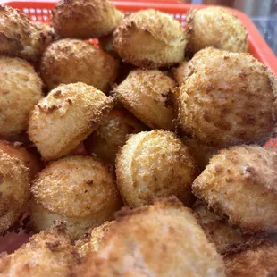  a basket of fried donuts