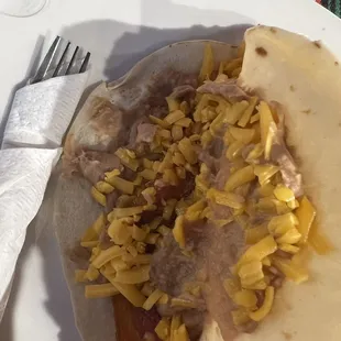 Bean and cheese with bacon