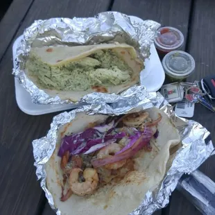 Shrimp and chicken cilantro tacos