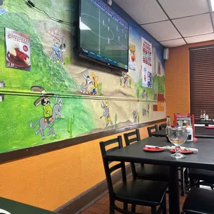 a large television mounted on the wall