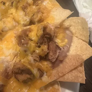 Dry crusty chicken nachos