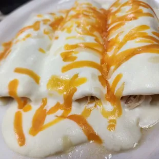 Enchilada&apos;s from the back. The sour cream sauce is excellent.