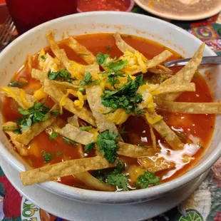 tortilla soup is enormous and amazing.