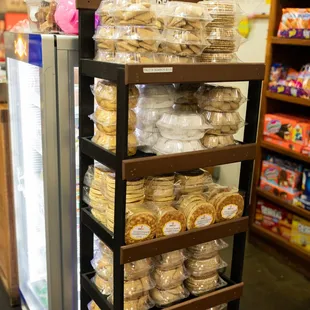 a display of baked goods