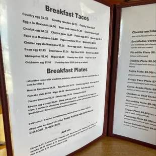 breakfast menu