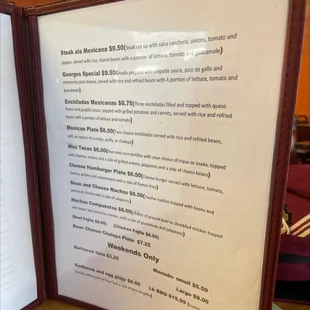 the menu