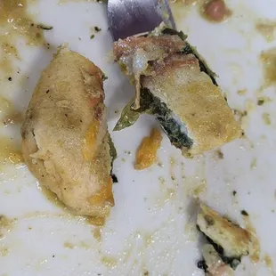 a half eaten plate of food