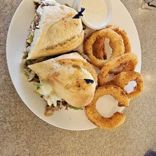 Philly Steak and Onion Rings!