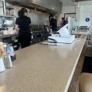 Inside look at the diner. Counter seating.