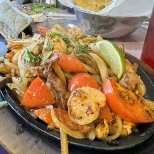 Three meat fajitas