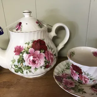 a teapot and cup