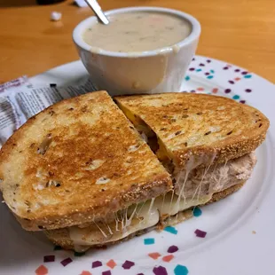 Amazing tuna melt (with grilled onions, American and Swiss)