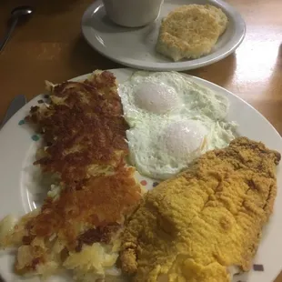 Catfish and eggs breakfast special.