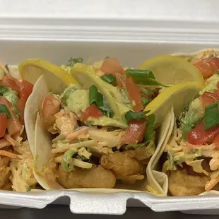 Fried fish tacos (dinner menu)