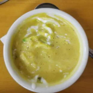 Amazing zucchini soup. The owners are from Uruguay, they put much love in to this place. Check out the specials.