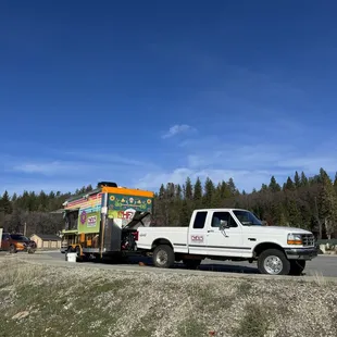 a white truck and a white truck