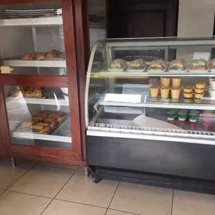 a display case full of baked goods