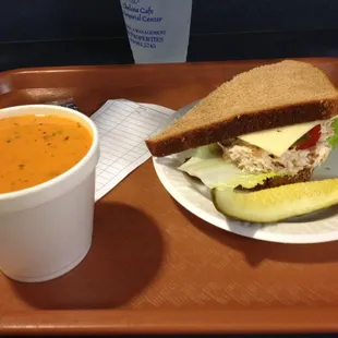 Tomato soup and 1/2 tuna sandwich