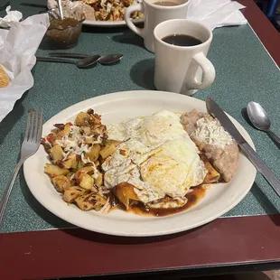 Cheese enchilada with fried eggs!!