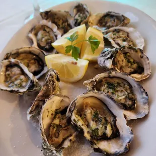 Garlic roasted oysters
