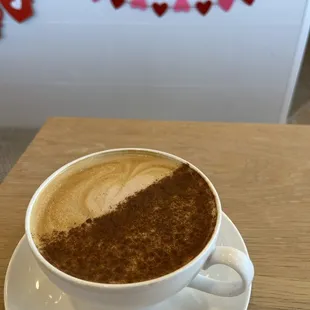 Mocha latte with cinnamon powder