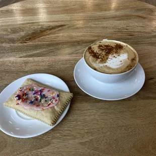 Vegan guava pop tart and cookie butter latte