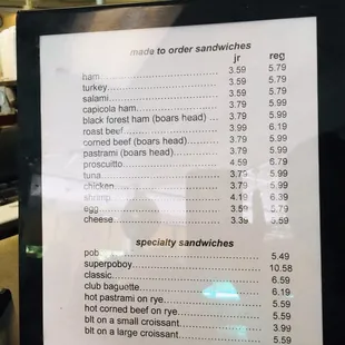 menu