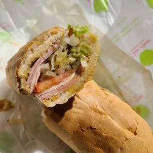 Italian Sub, Tasty! Slightly spicy how I like it.