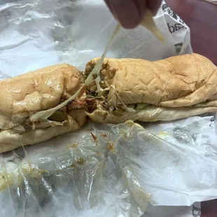 Soho veggie sub! Get it HOT so you can enjoy the cheese pull!