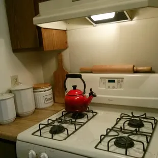 Gas range in kitchen