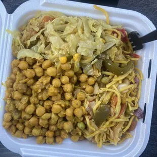 Cabbage, chickpeas, and lo mein