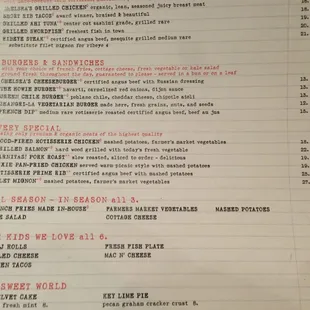 Rest of menu