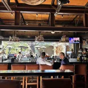 Bar with view of patio