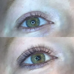 My lashes before and after the lift and tint