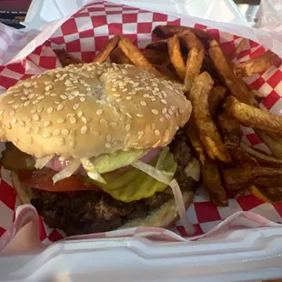 Burger and fries