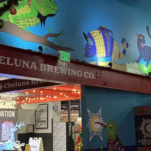 Fun art adorns the walls