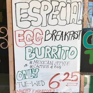 Menu - Breakfast Special.