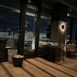 Inside with a beautiful view