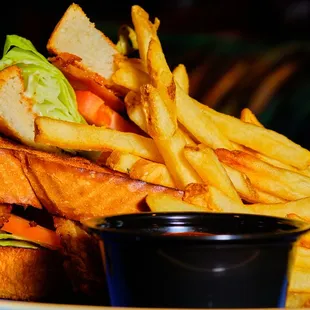 Chemist BLT and seasoned fries.