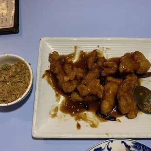 General Tso chicken with fried rice