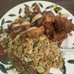 5. Salt and Pepper Chicken Wings over fried rice