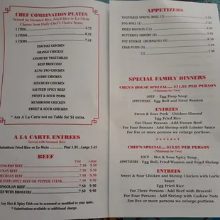 a menu for a restaurant