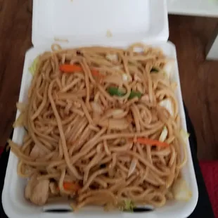 Bad picture but this was tge chicken lo mein large lunch special