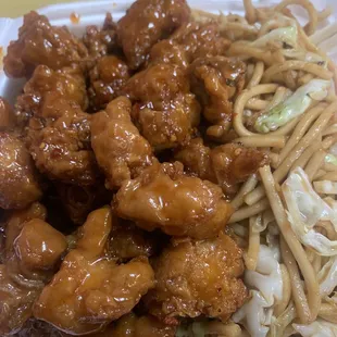 Orange chicken and lo Mein.