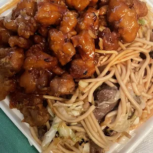 Orange Chicken Beef lo Mein