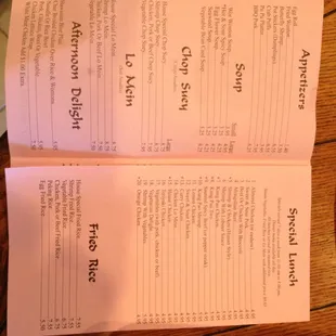 menu